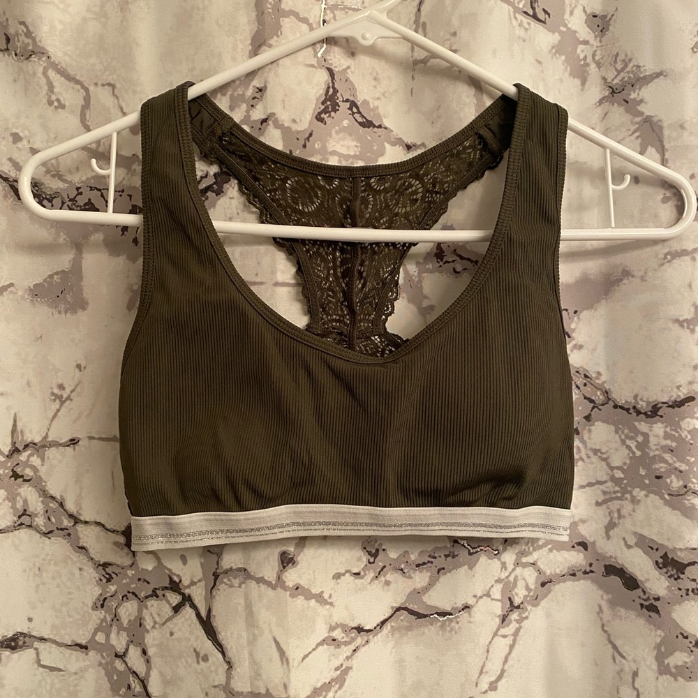 Green bralette with lace